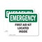 Signmission First Aid Kit Located Inside, 10 in W x Rectangle, Vinyl Decal OS-2PACK-EM-D-710-L-10375 - alternate 1